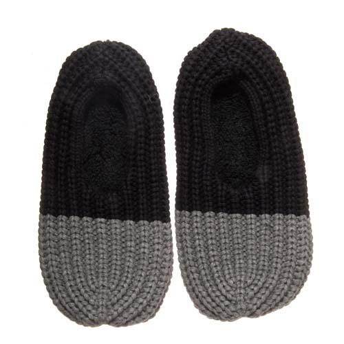 Colorblock Rib Slippers: Black/Gray