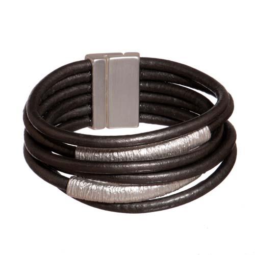 Textured Tube Multistrand Bracelet: Gray