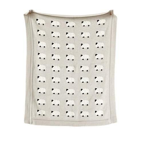 Cotton Knit Blanket: Sheep/Gray