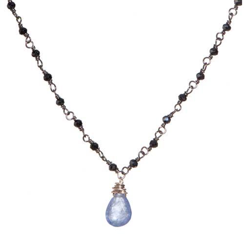 Drop Necklace: Tanzanite/Black Spinel