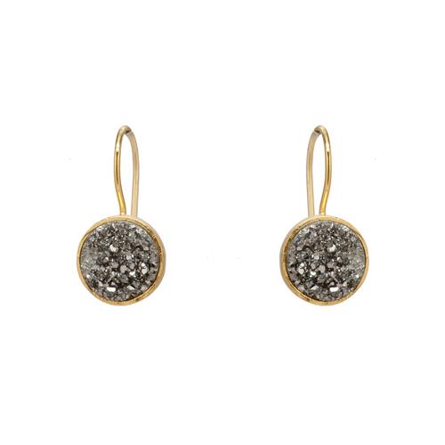 Gold Vermeil Earrings: Black Druzy