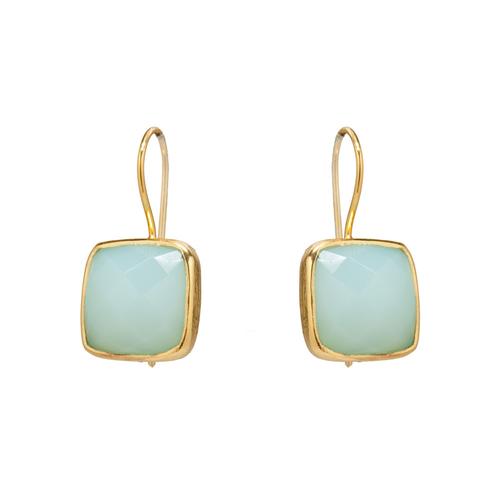 Gold Vermeil Earrings: Blue Chalcedony