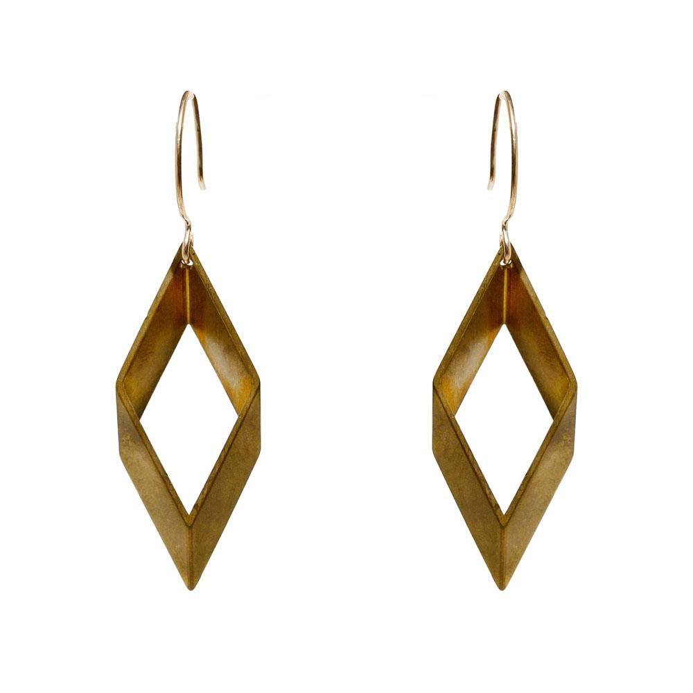  Open Brass Diamond Earrings