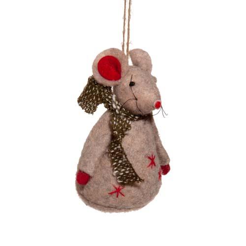 Felt Mouse Ornament: Red Stars