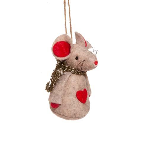Felt Mouse Ornament: Red Heart