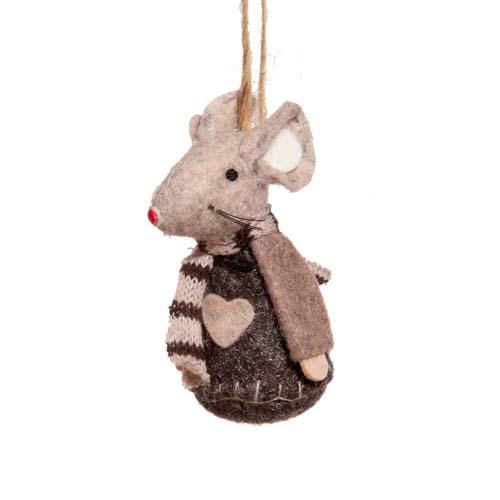 Felt Mouse Ornament: Gray Heart