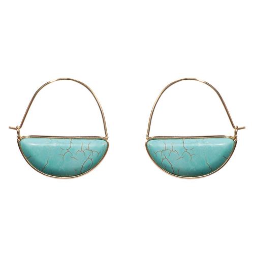 Stone Prism Hoop Earrings: Turquoise/Gold
