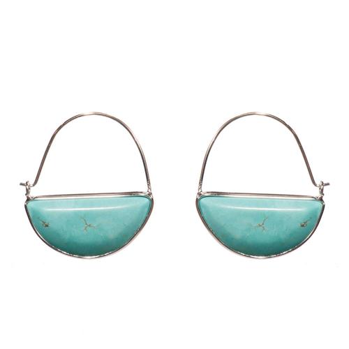 Stone Prism Hoop Earrings: Turquoise/Silver