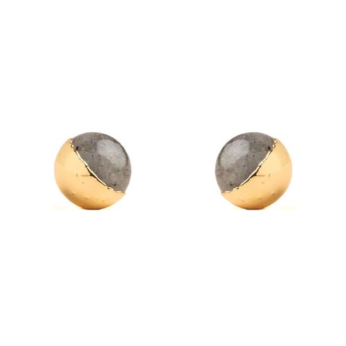 Dipped Stone Earrings: Labradorite/Gold
