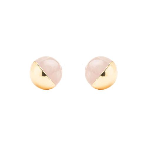 Dipped Stone Earrings: Rose Quartz/Gold