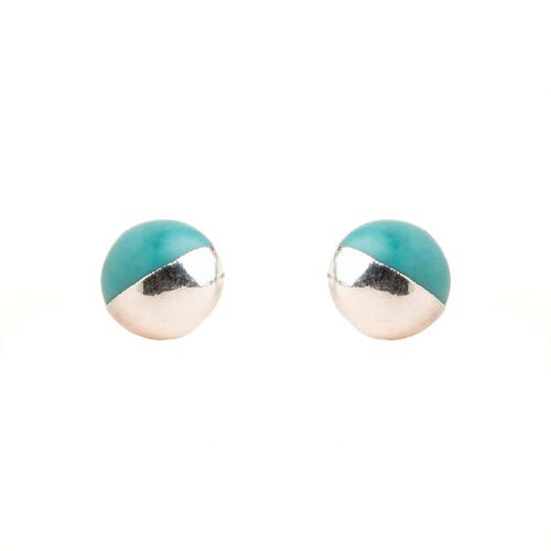 Dipped Stone Earrings: Turquoise/Silver