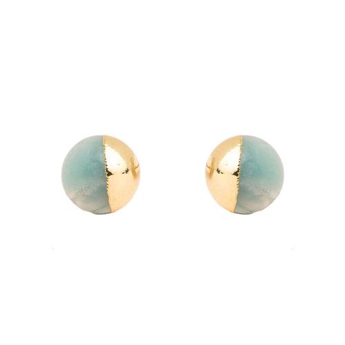 Dipped Stone Earrings: Amazonite/Gold