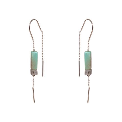 Rectangle Stone Earrings: Turquoise/Silver
