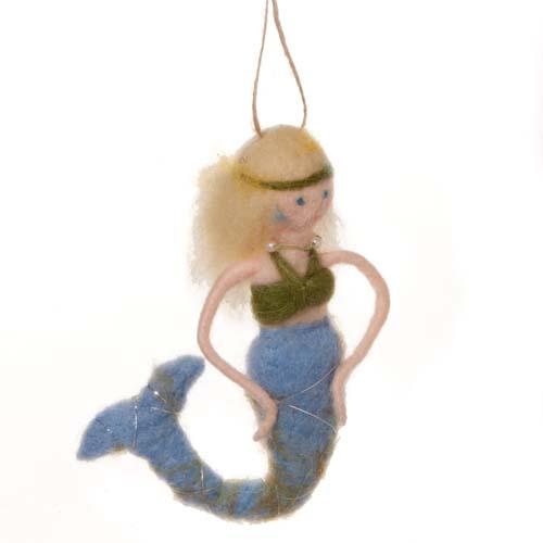 Felt Mermaid Ornament: Blone