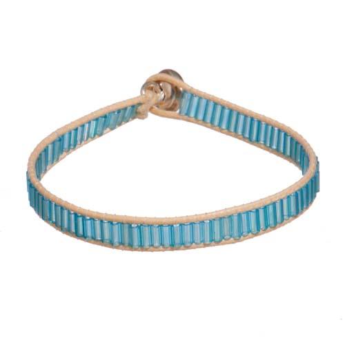 Color Bars Beaded Bracelet: Aqua