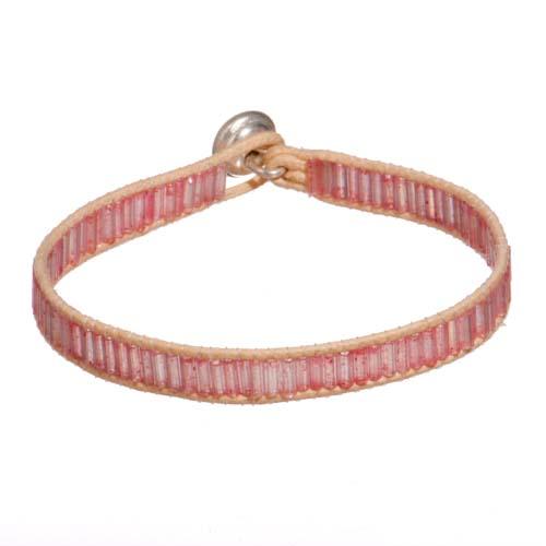 Color Bars Beaded Bracelet: Flamingo