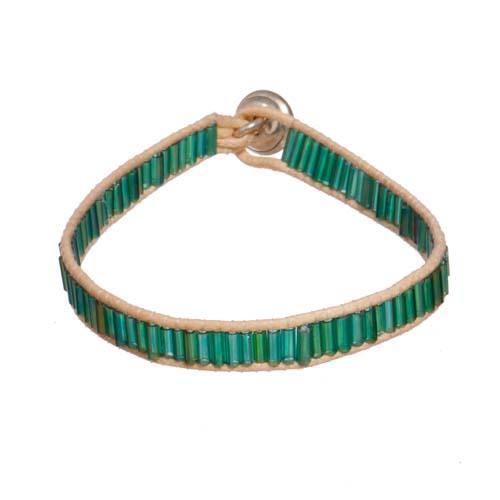 Color Bars Beaded Bracelet: Green