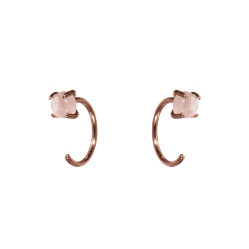Huggies Earrings: Rose Quartz