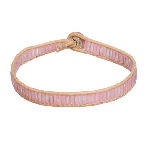 Color Bars Beaded Bracelet: Pink