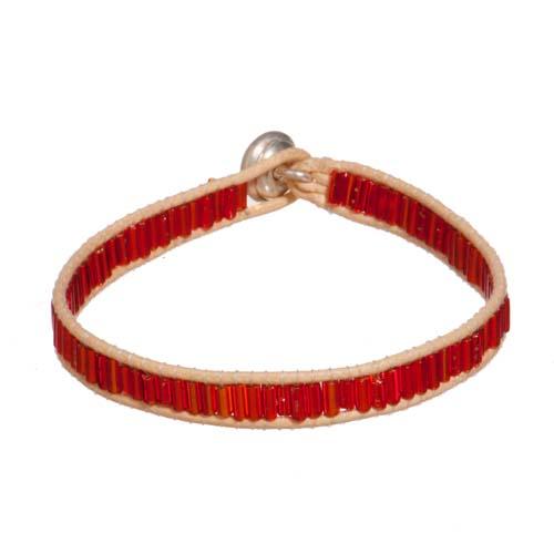 Color Bars Beaded Bracelet: Red