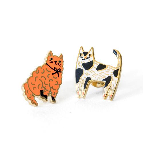 Cloisonné Earring Pair: Cats