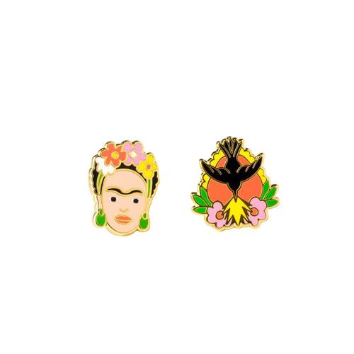 Cloisonné Earring Pair: Frida Kahlo