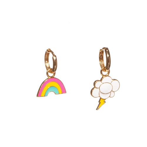 Cloisonné Dangle Earrings: Rainbow/Cloud