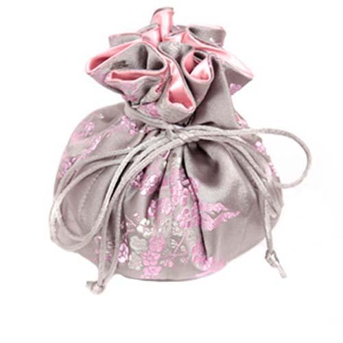  Floral Jewelry Bag : Cherry Blossom Gray/Pink