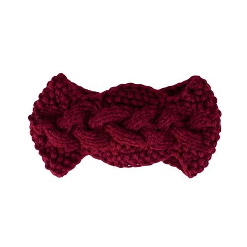 Knit Headband w/Button: Wine