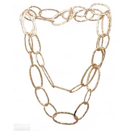 Hammered Oval Necklace: Gold