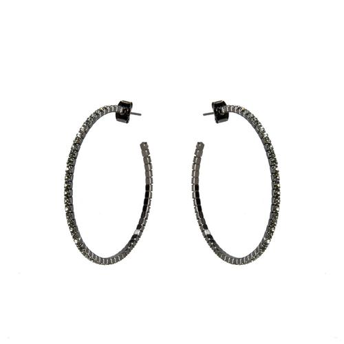 Large Pave Hoop Earrings: Gunmetal