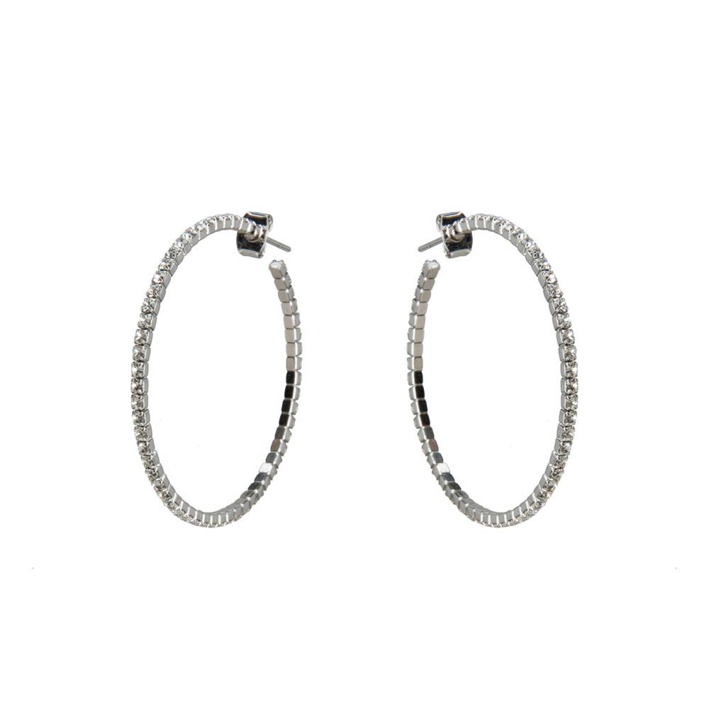  Small Pave Hoop Earrings : Silver