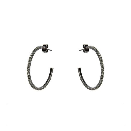 Small Pave Hoop Earrings: Gunmetal