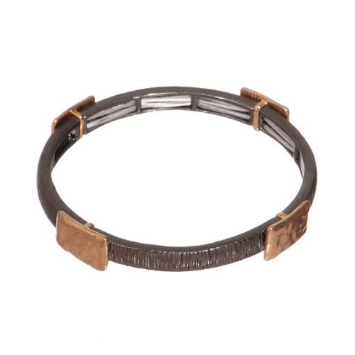 Textured Rectangle Bracelet: Black