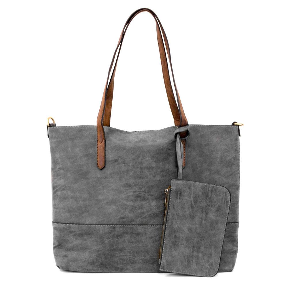  Brushed 2 In 1 Tote : Charcoal